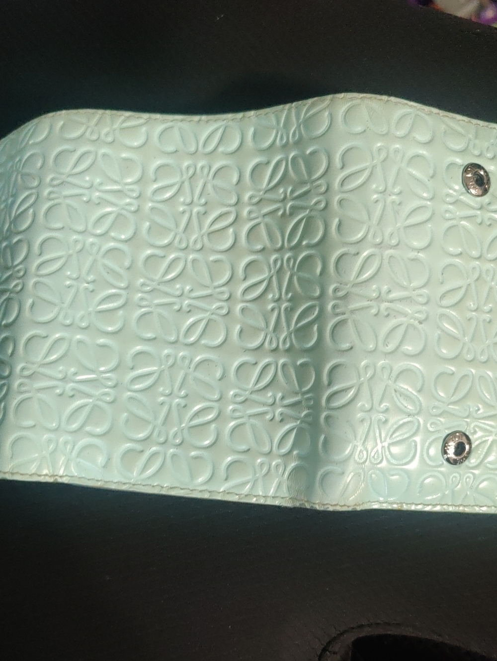 Loewe Embossed Anagram Compact Wallet Mint Green Boutique Clean Condition COA - Picture 7 of 15
